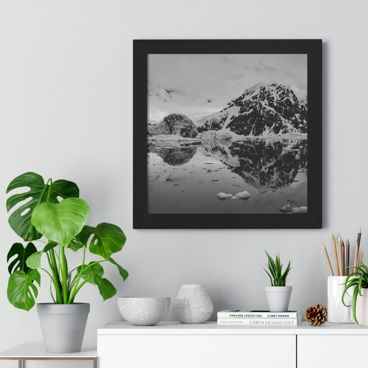 Reflected Calm in Black and White - Framed Print - Visiting This World