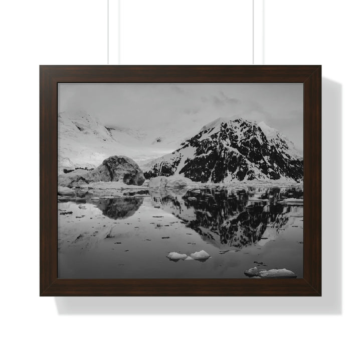 Reflected Calm in Black and White - Framed Print - Visiting This World