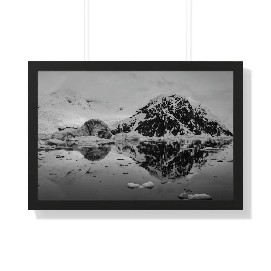 Reflected Calm in Black and White - Framed Print - Visiting This World