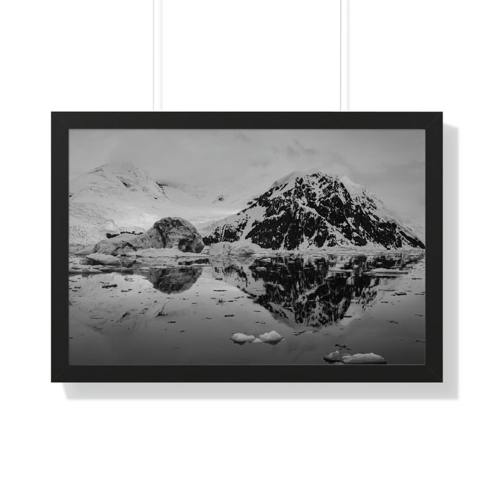 Reflected Calm in Black and White - Framed Print - Visiting This World