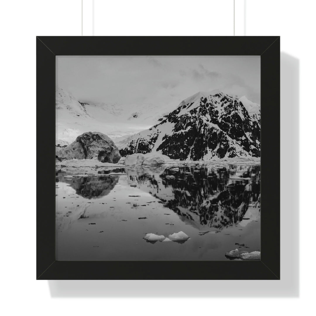 Reflected Calm in Black and White - Framed Print - Visiting This World