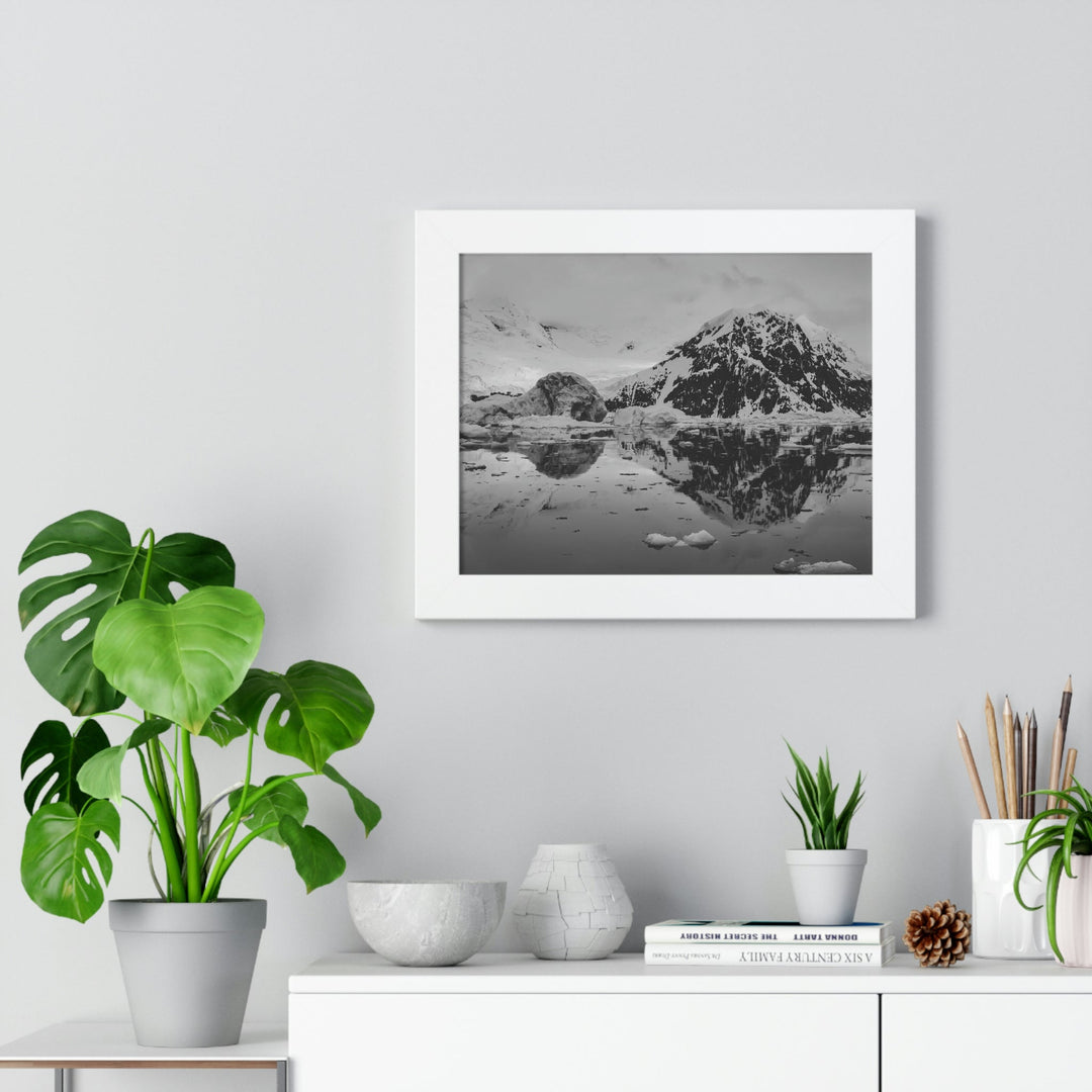 Reflected Calm in Black and White - Framed Print - Visiting This World