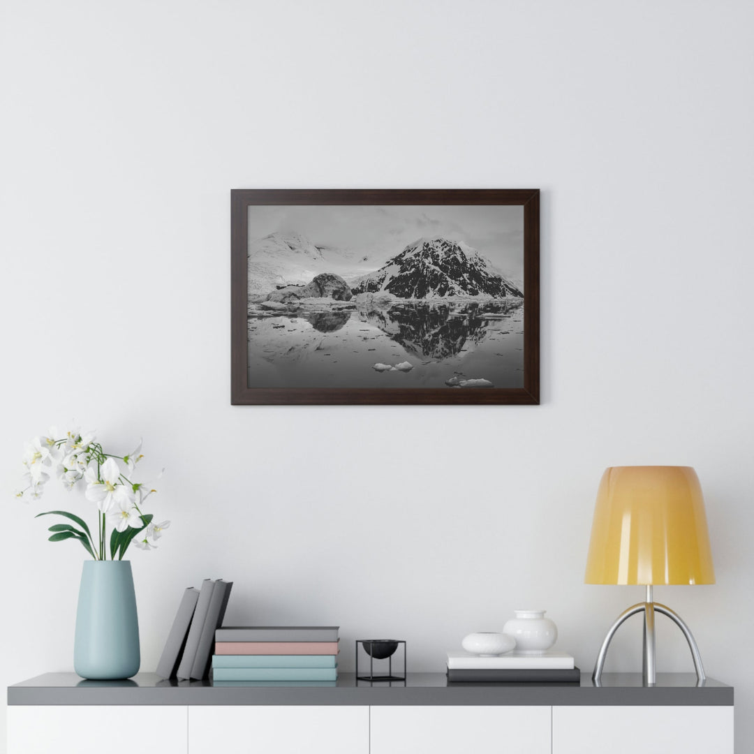 Reflected Calm in Black and White - Framed Print - Visiting This World