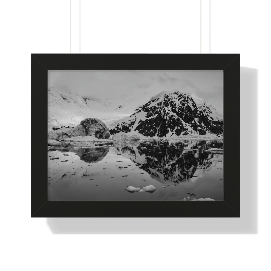 Reflected Calm in Black and White - Framed Print - Visiting This World