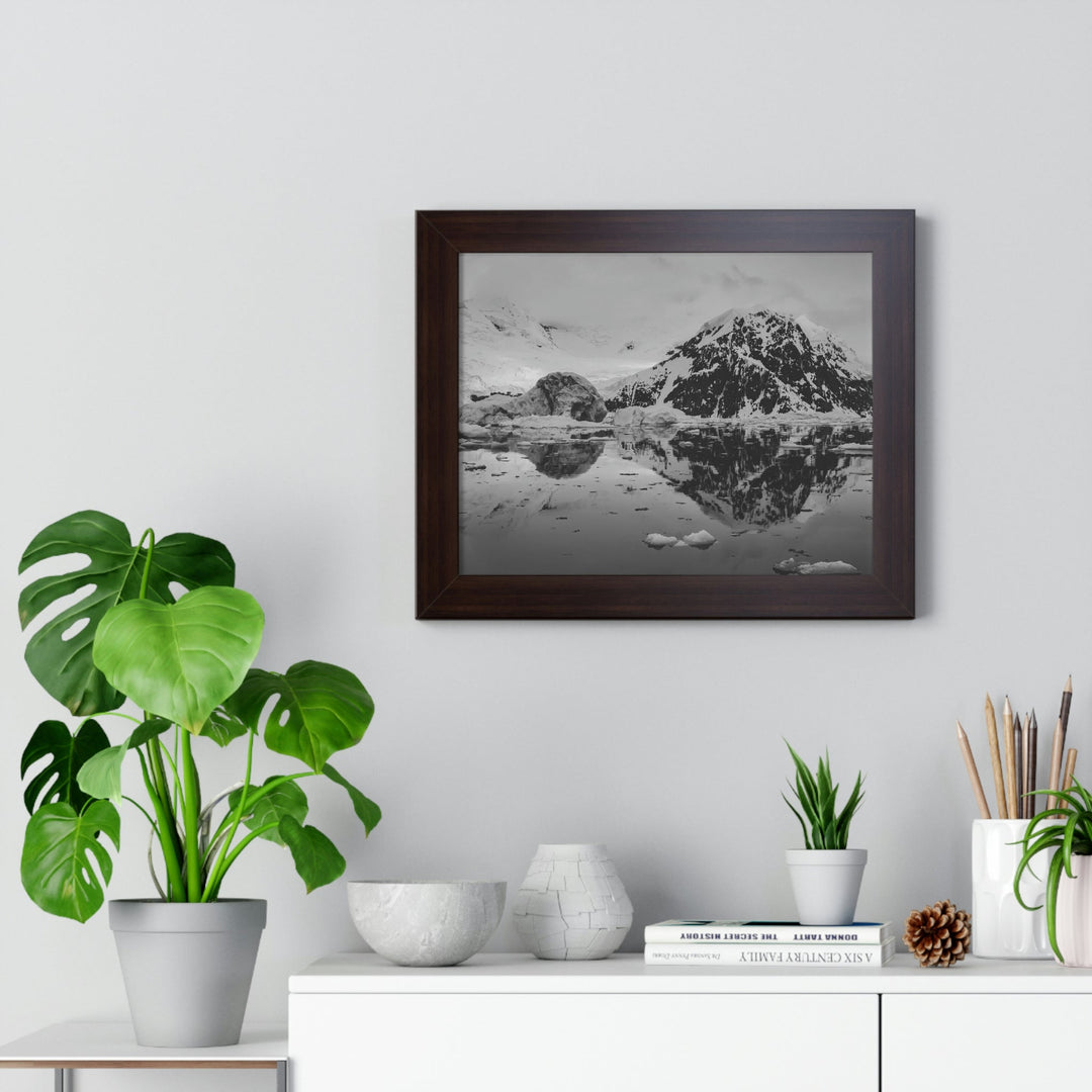 Reflected Calm in Black and White - Framed Print - Visiting This World