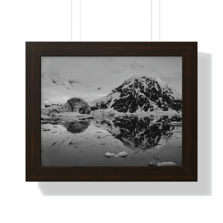 Reflected Calm in Black and White - Framed Print - Visiting This World