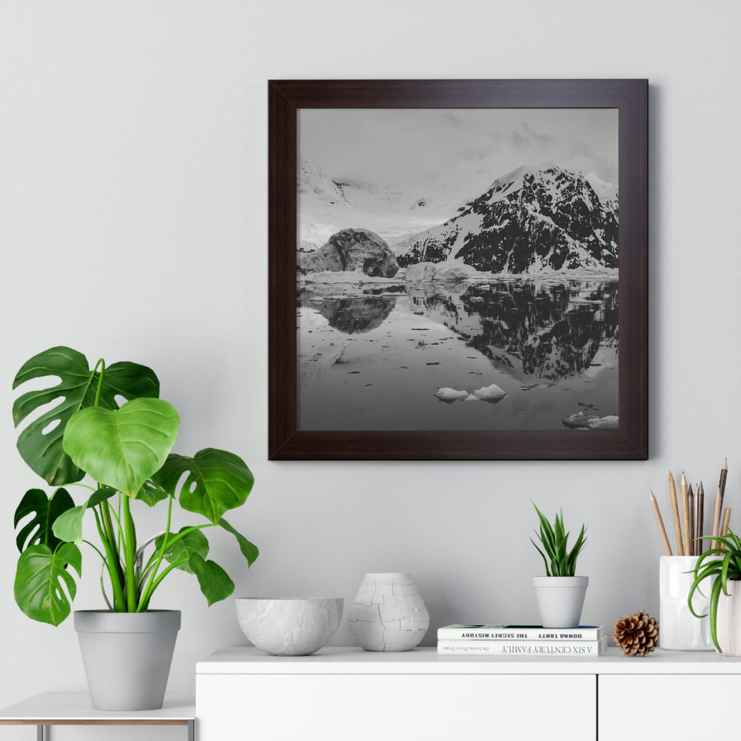 Reflected Calm in Black and White - Framed Print - Visiting This World