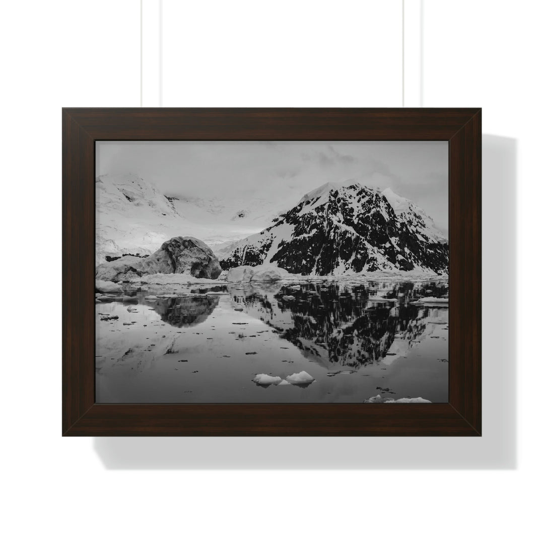 Reflected Calm in Black and White - Framed Print - Visiting This World