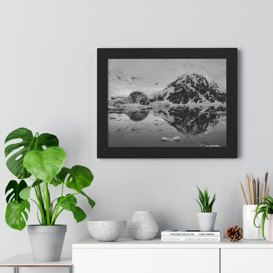 Reflected Calm in Black and White - Framed Print - Visiting This World