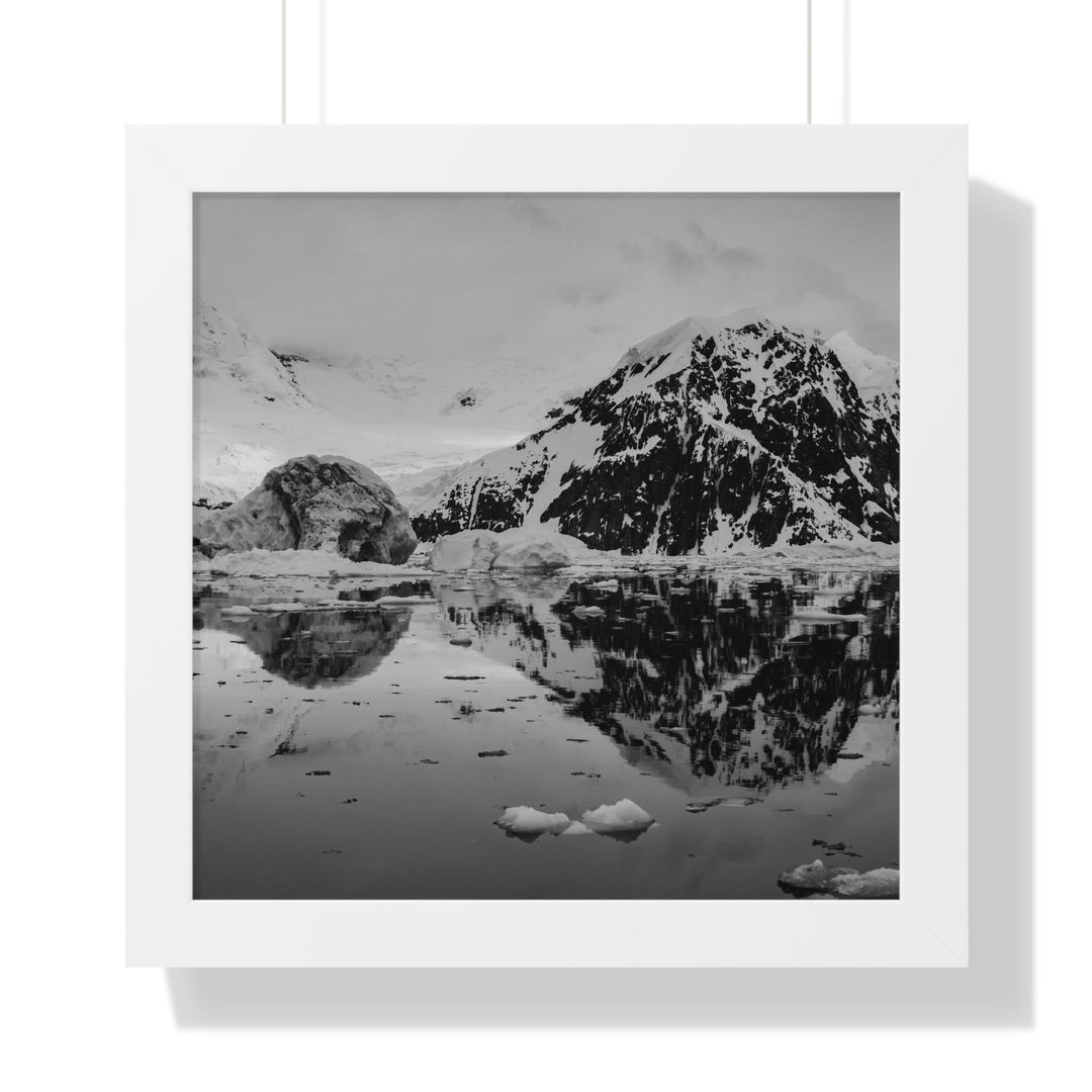 Reflected Calm in Black and White - Framed Print - Visiting This World