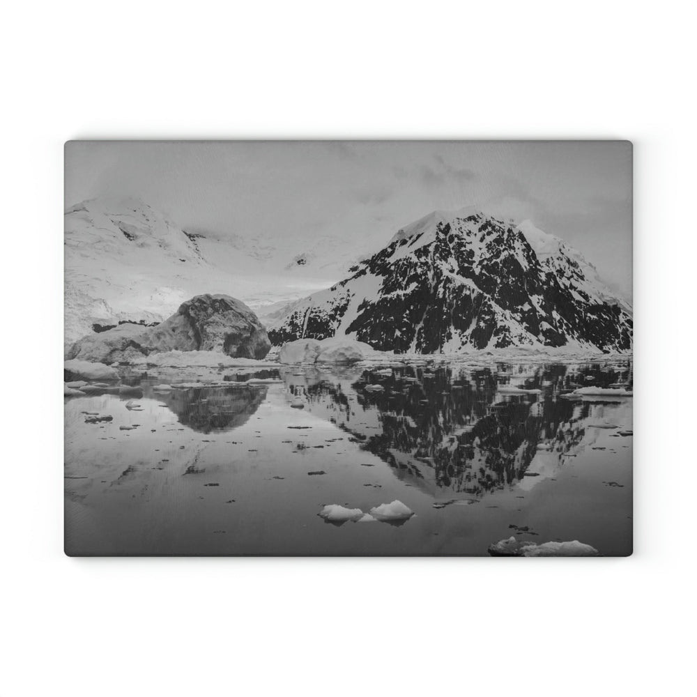 Reflected Calm in Black and White - Glass Cutting Board - Visiting This World