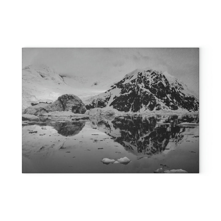 Reflected Calm in Black and White - Glass Cutting Board - Visiting This World