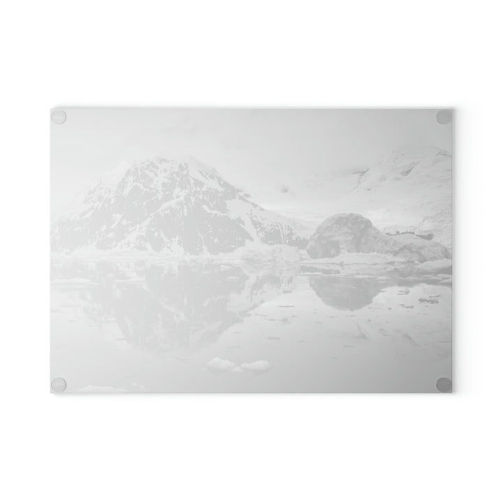 Reflected Calm in Black and White - Glass Cutting Board - Visiting This World