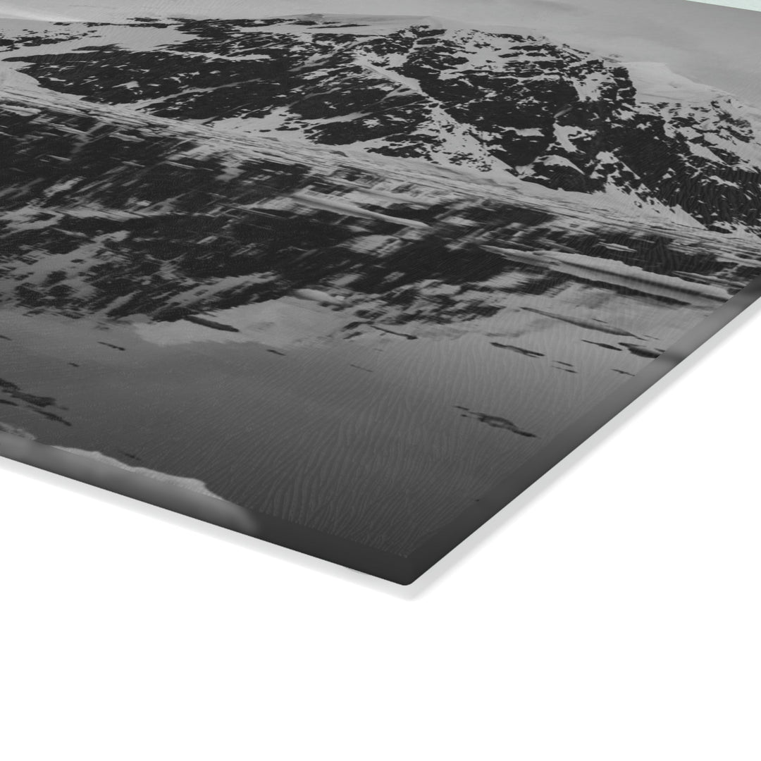 Reflected Calm in Black and White - Glass Cutting Board - Visiting This World