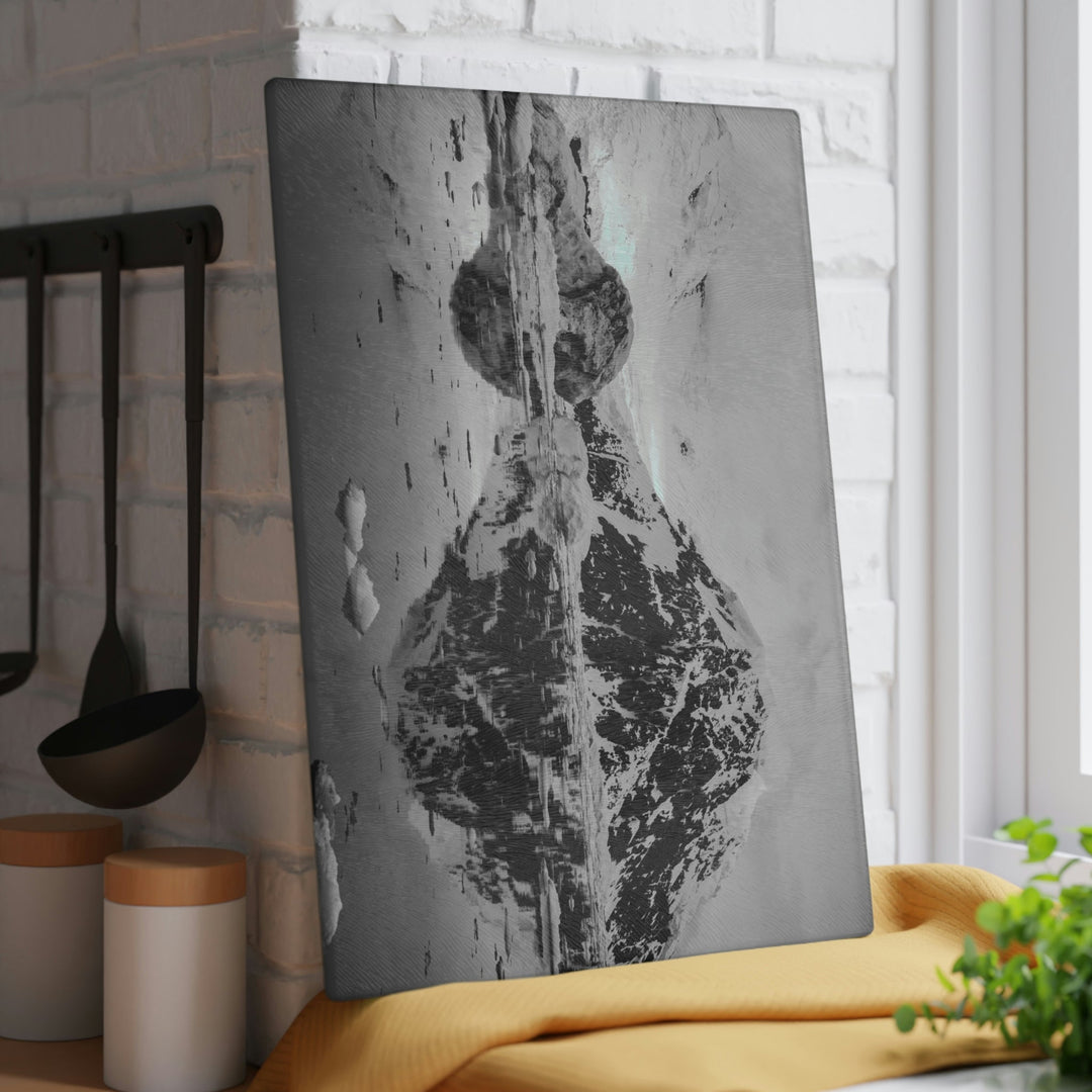 Reflected Calm in Black and White - Glass Cutting Board - Visiting This World