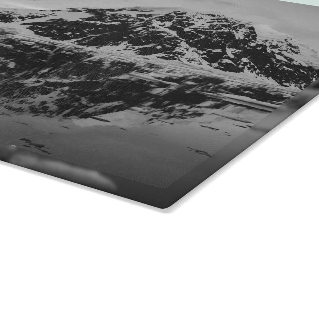 Reflected Calm in Black and White - Glass Cutting Board - Visiting This World