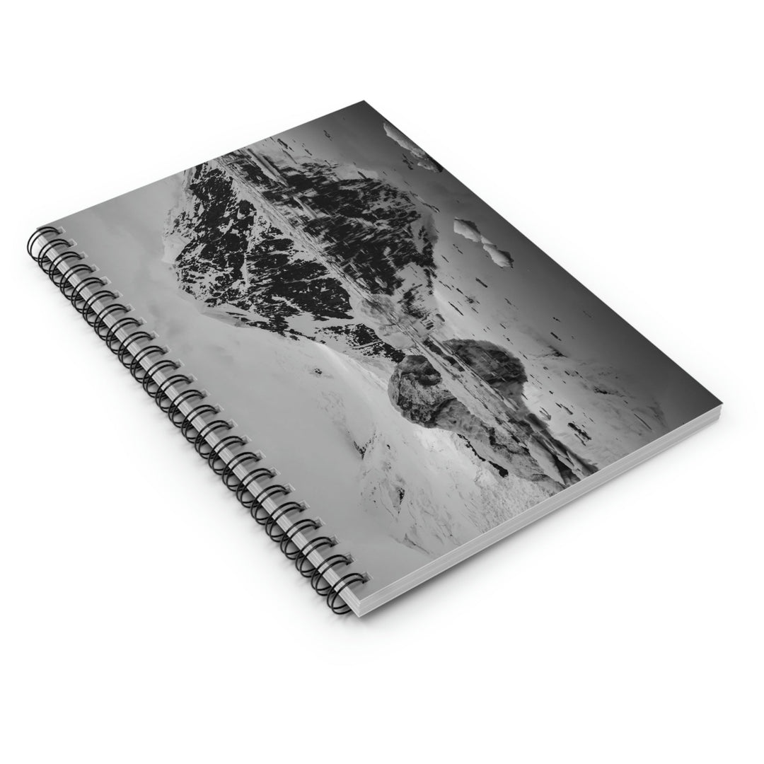 Reflected Calm in Black and White - Spiral Ruled Line Notebook - Visiting This World