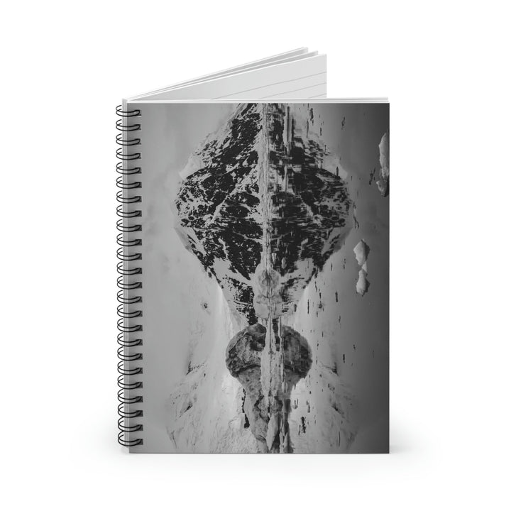 Reflected Calm in Black and White - Spiral Ruled Line Notebook - Visiting This World