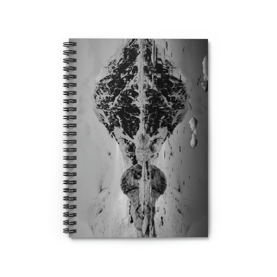 Reflected Calm in Black and White - Spiral Ruled Line Notebook - Visiting This World