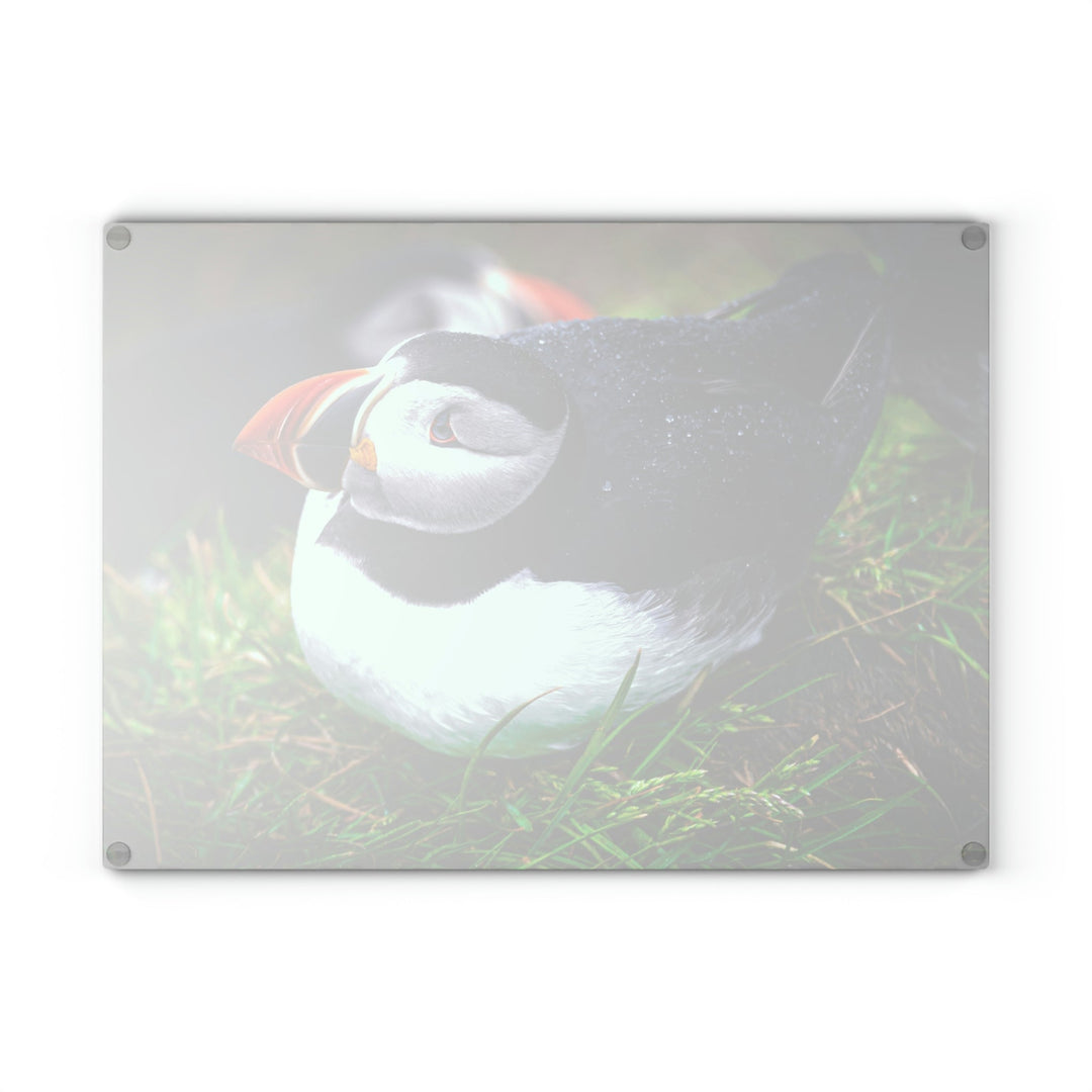 Resting Puffin - Glass Cutting Board - Visiting This World