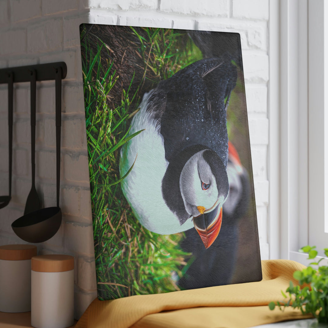 Resting Puffin - Glass Cutting Board - Visiting This World