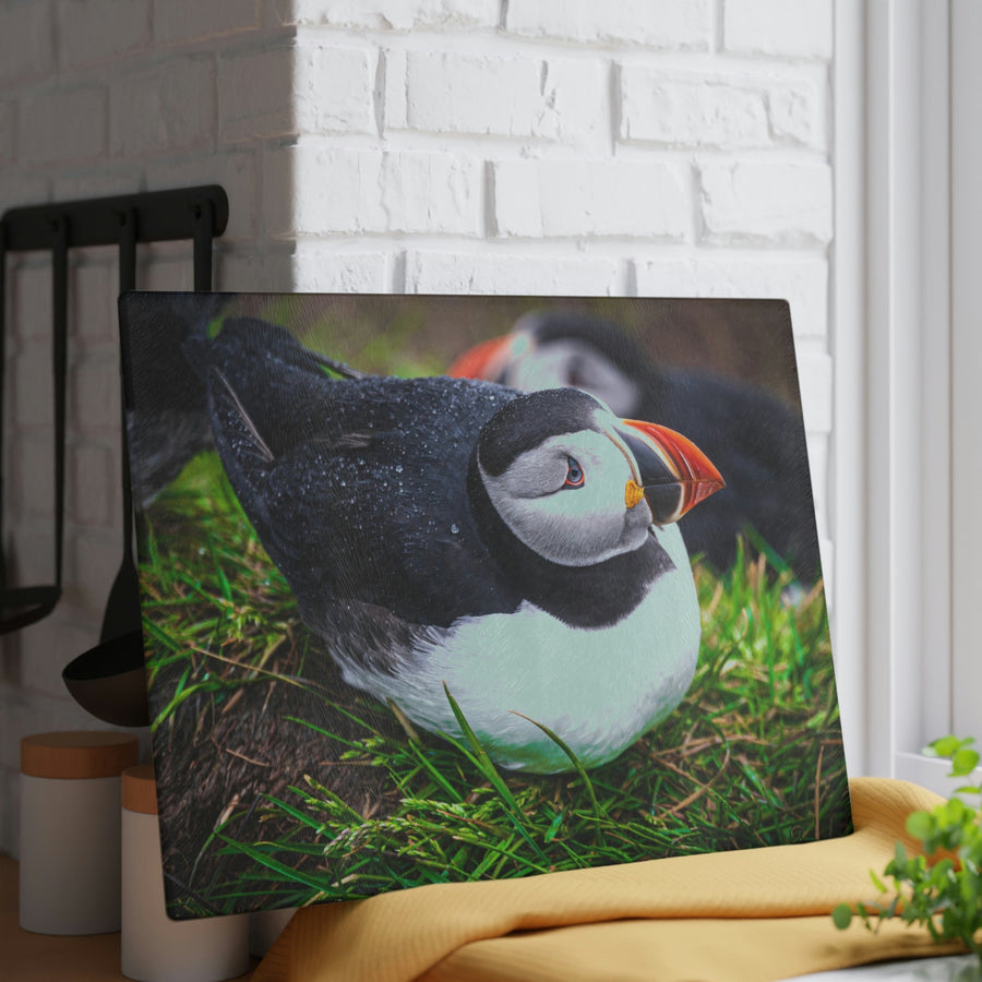 Resting Puffin - Glass Cutting Board - Visiting This World