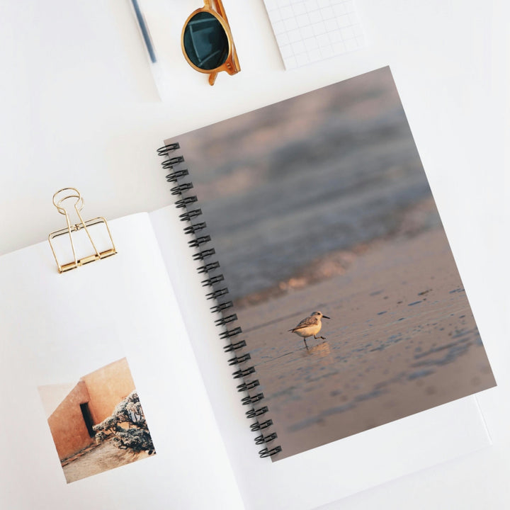 Sanderling in Soft Dusk Light - Spiral Ruled Line Notebook - Visiting This World