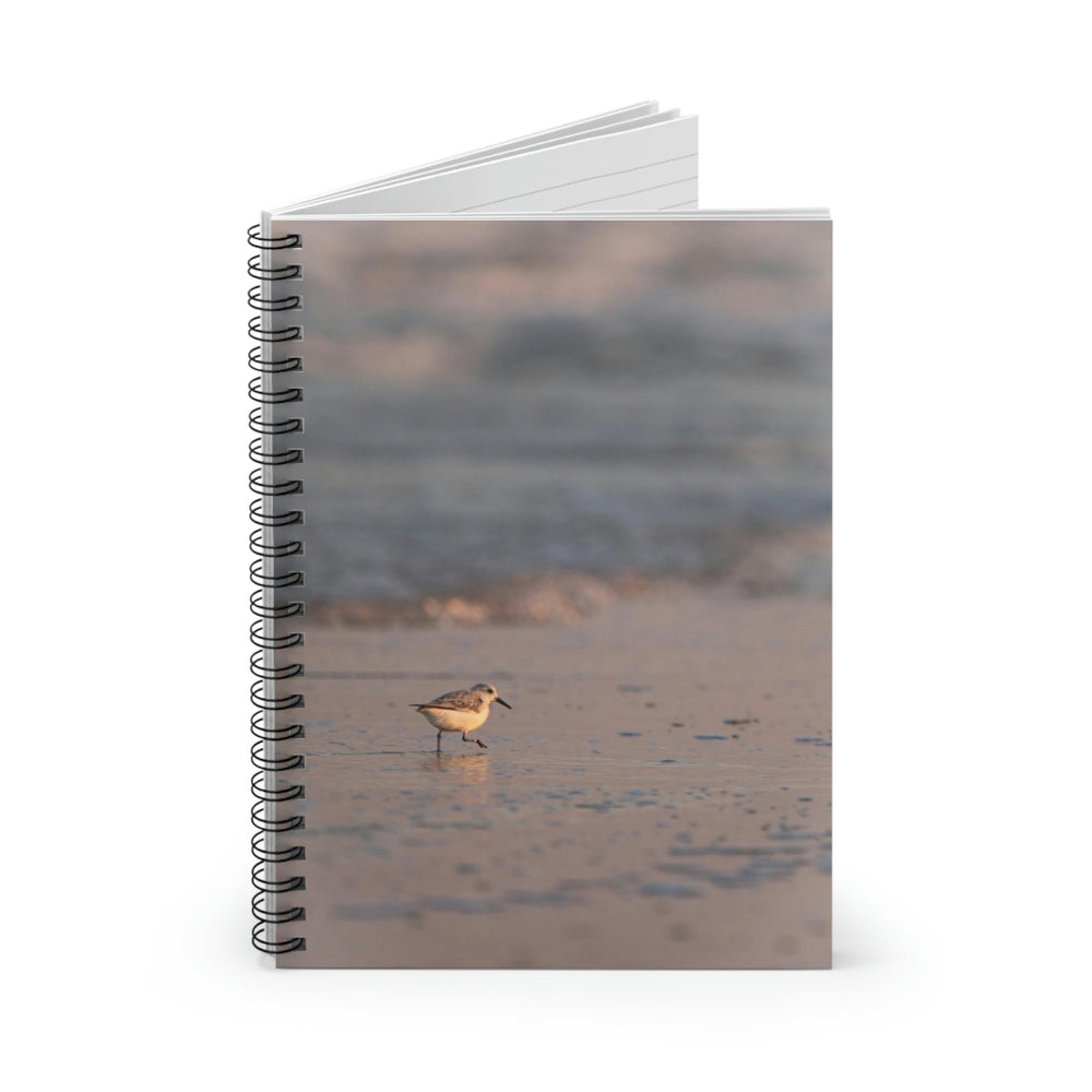 Sanderling in Soft Dusk Light - Spiral Ruled Line Notebook - Visiting This World