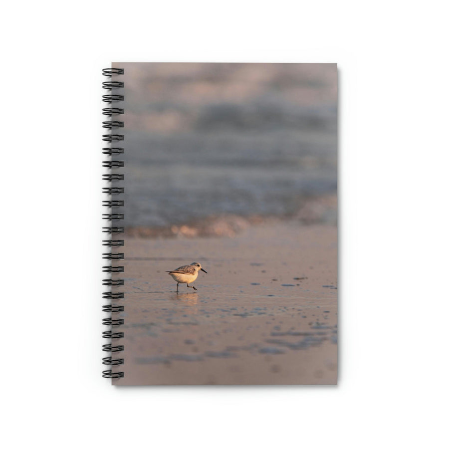 Sanderling in Soft Dusk Light - Spiral Ruled Line Notebook - Visiting This World