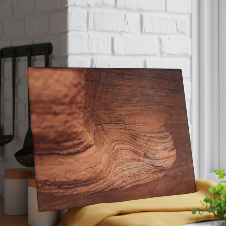 Sedimentary Rock Curves - Glass Cutting Board - Visiting This World