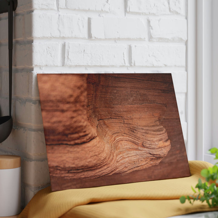 Sedimentary Rock Curves - Glass Cutting Board - Visiting This World