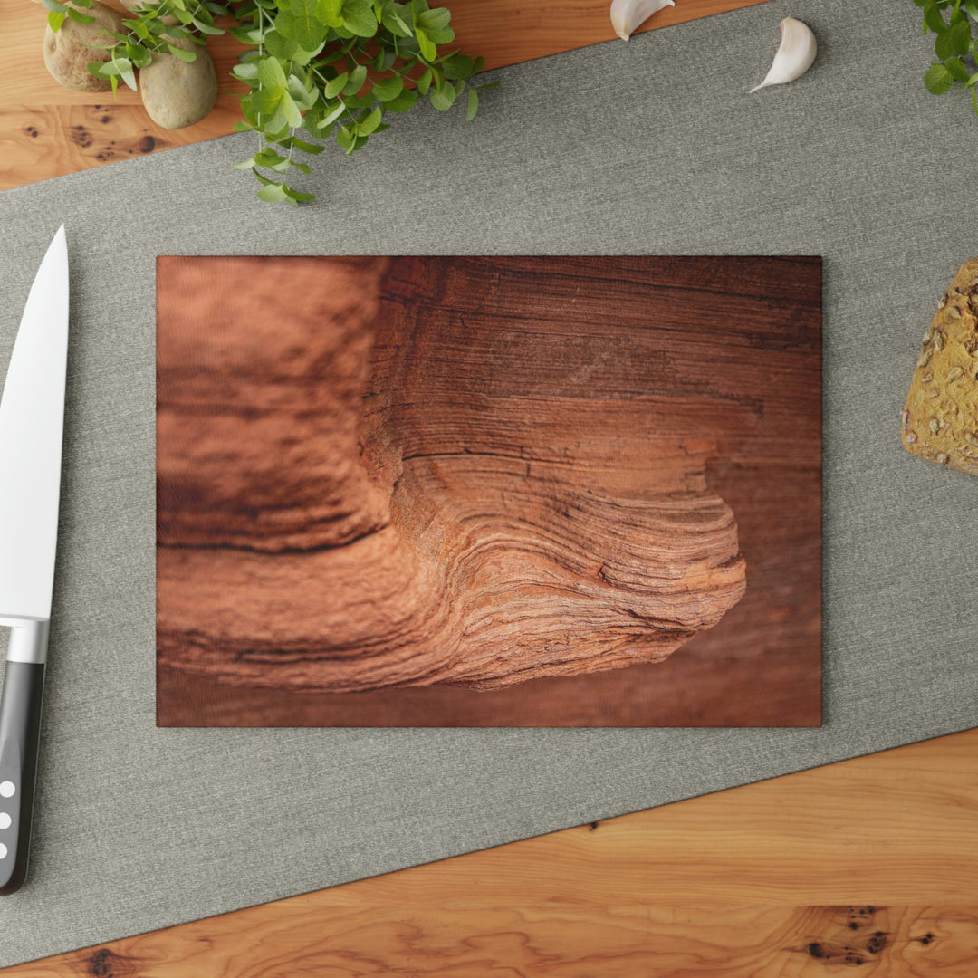 Sedimentary Rock Curves - Glass Cutting Board - Visiting This World