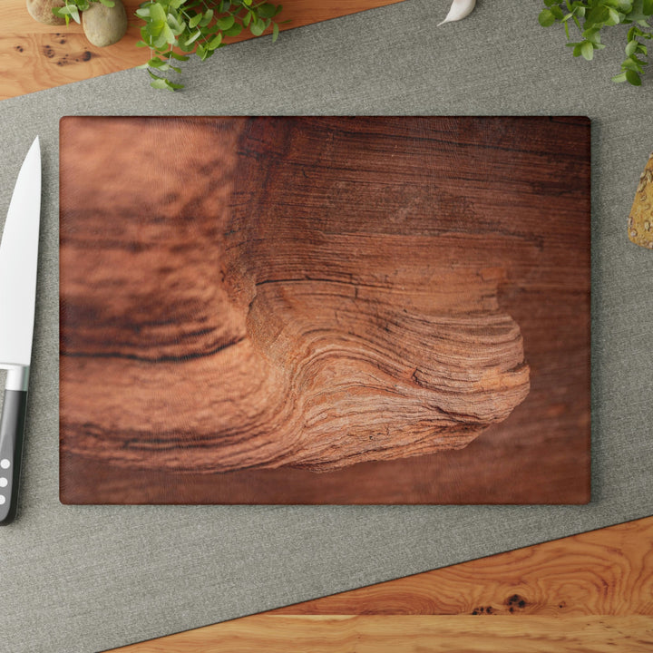 Sedimentary Rock Curves - Glass Cutting Board - Visiting This World