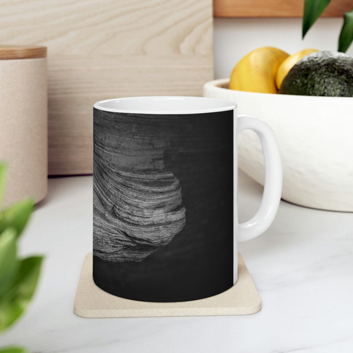 Sedimentary Rock Curves in Black and White - Ceramic Mug 11oz - Visiting This World