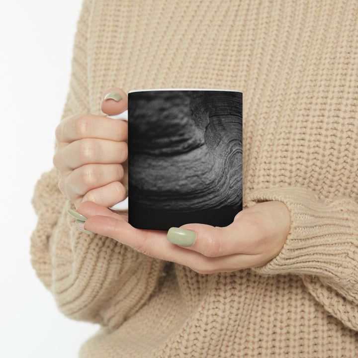 Sedimentary Rock Curves in Black and White - Ceramic Mug 11oz - Visiting This World