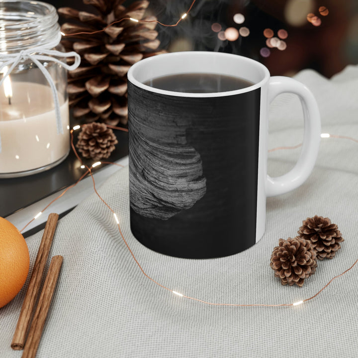 Sedimentary Rock Curves in Black and White - Ceramic Mug 11oz - Visiting This World