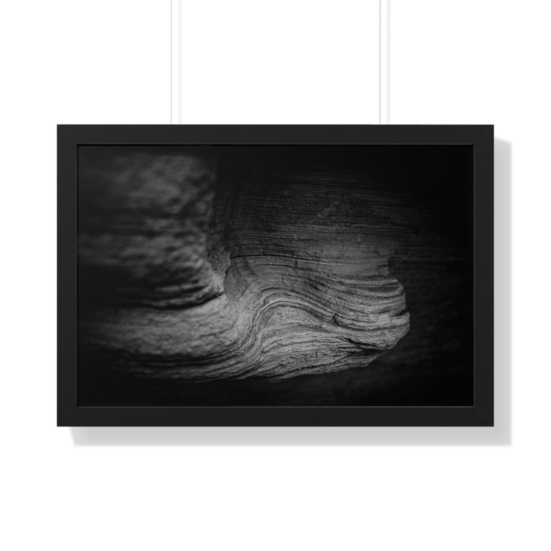 Sedimentary Rock Curves in Black and White - Framed Print - Visiting This World