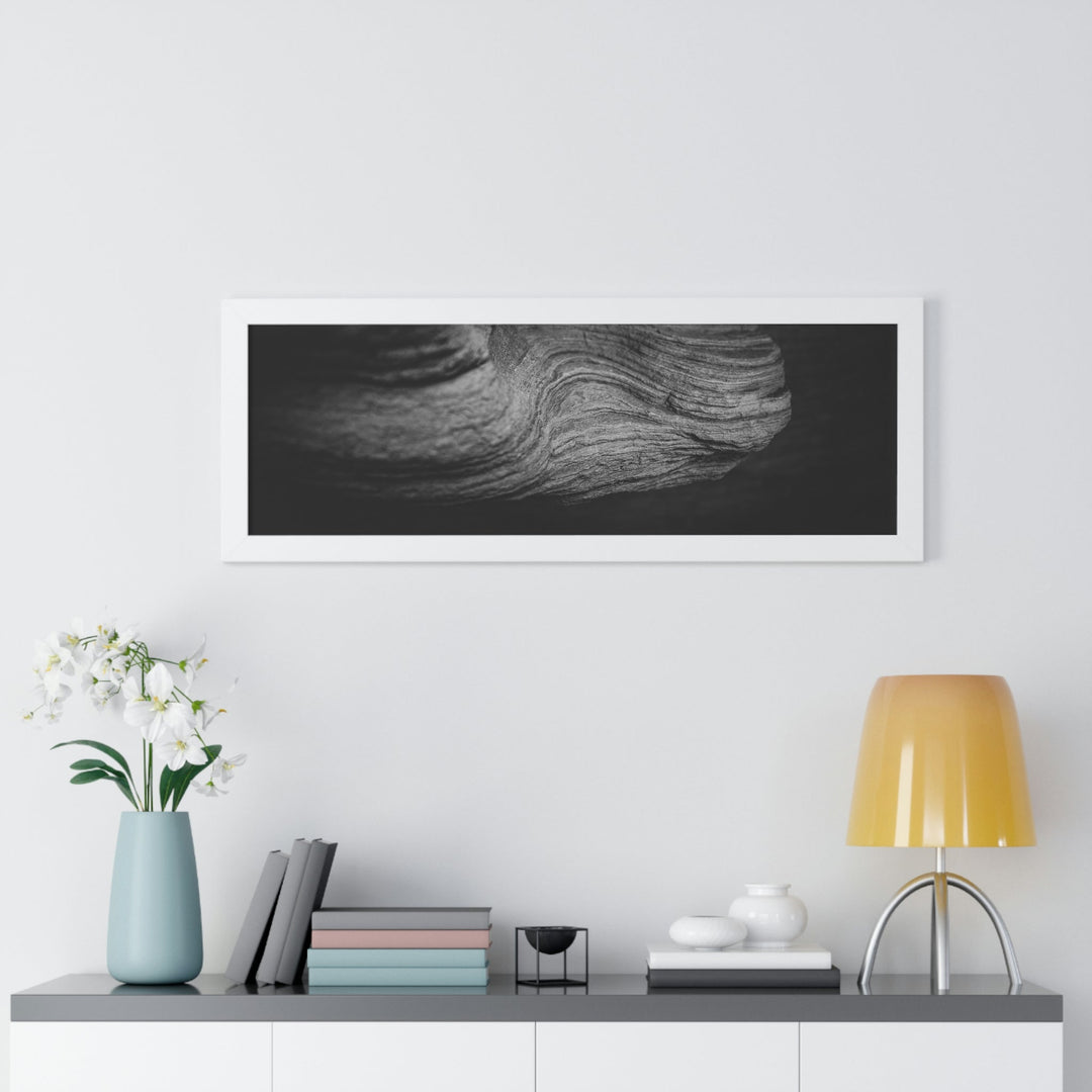 Sedimentary Rock Curves in Black and White - Framed Print - Visiting This World