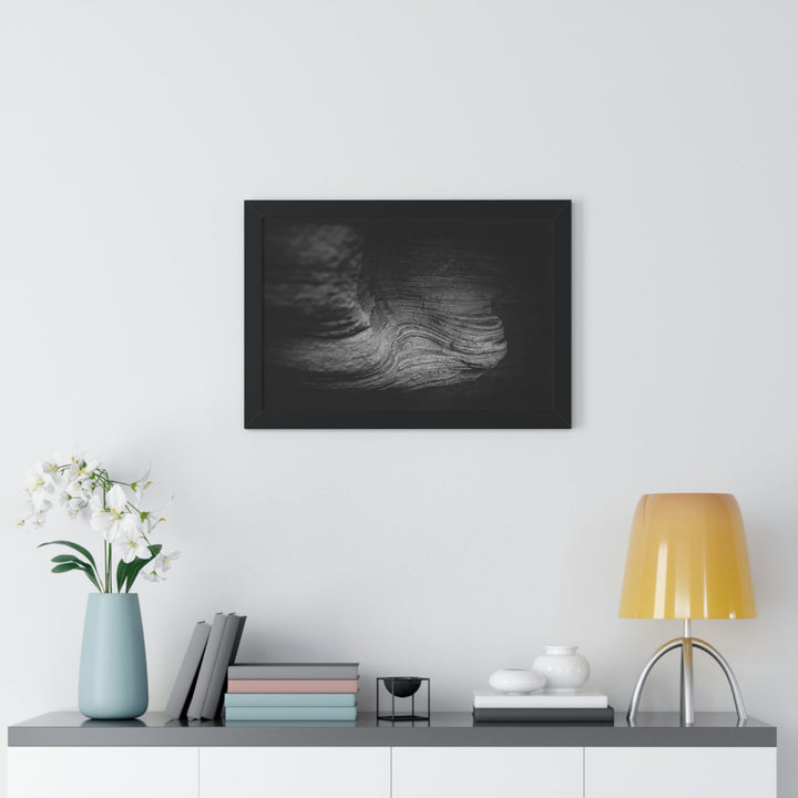 Sedimentary Rock Curves in Black and White - Framed Print - Visiting This World