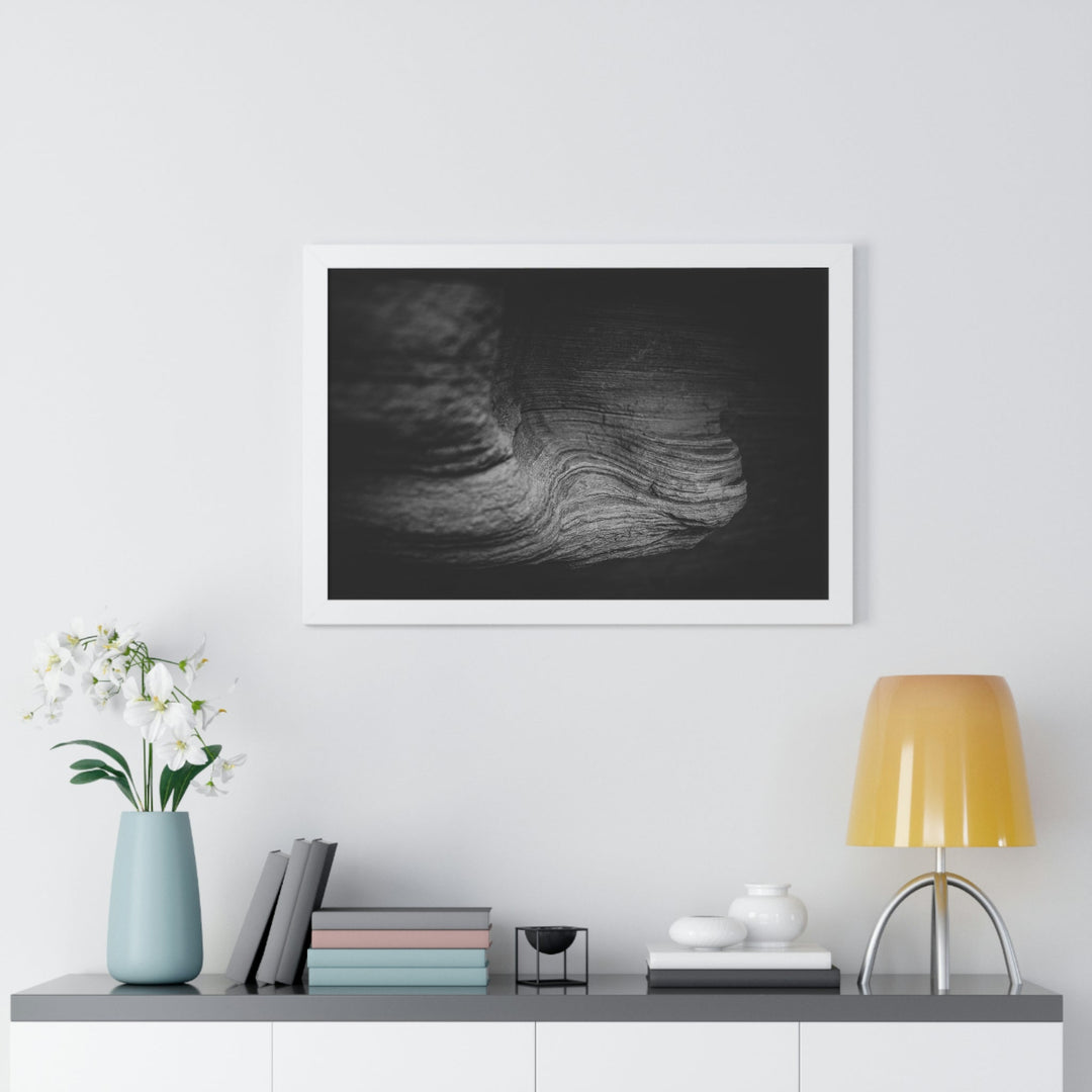 Sedimentary Rock Curves in Black and White - Framed Print - Visiting This World