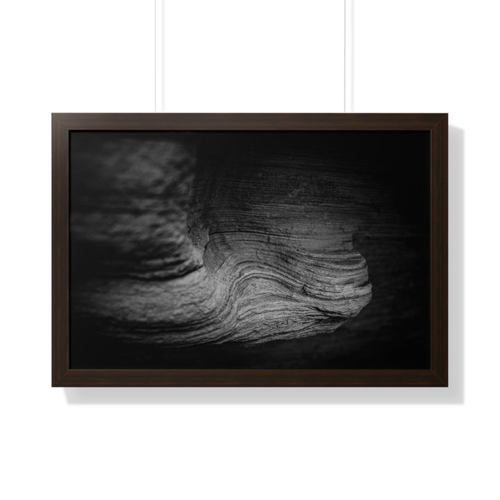 Sedimentary Rock Curves in Black and White - Framed Print - Visiting This World