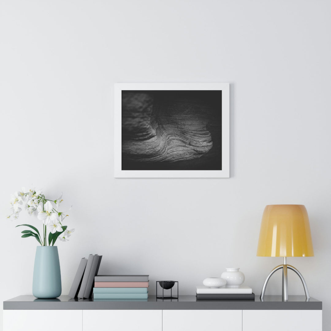 Sedimentary Rock Curves in Black and White - Framed Print - Visiting This World