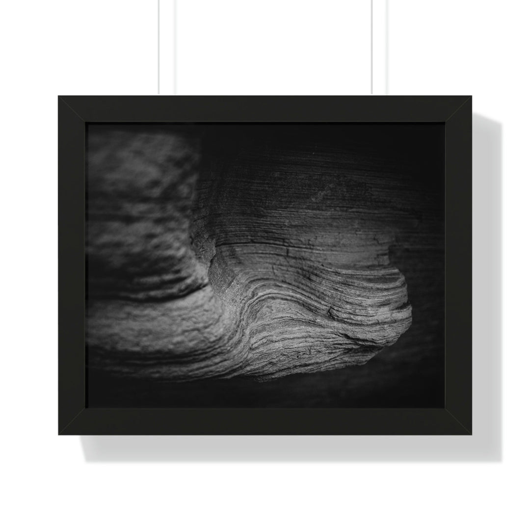 Sedimentary Rock Curves in Black and White - Framed Print - Visiting This World