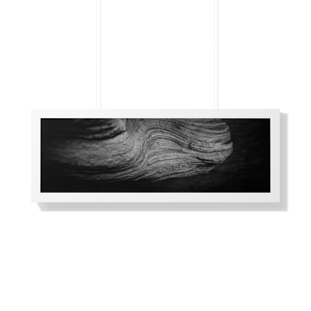 Sedimentary Rock Curves in Black and White - Framed Print - Visiting This World