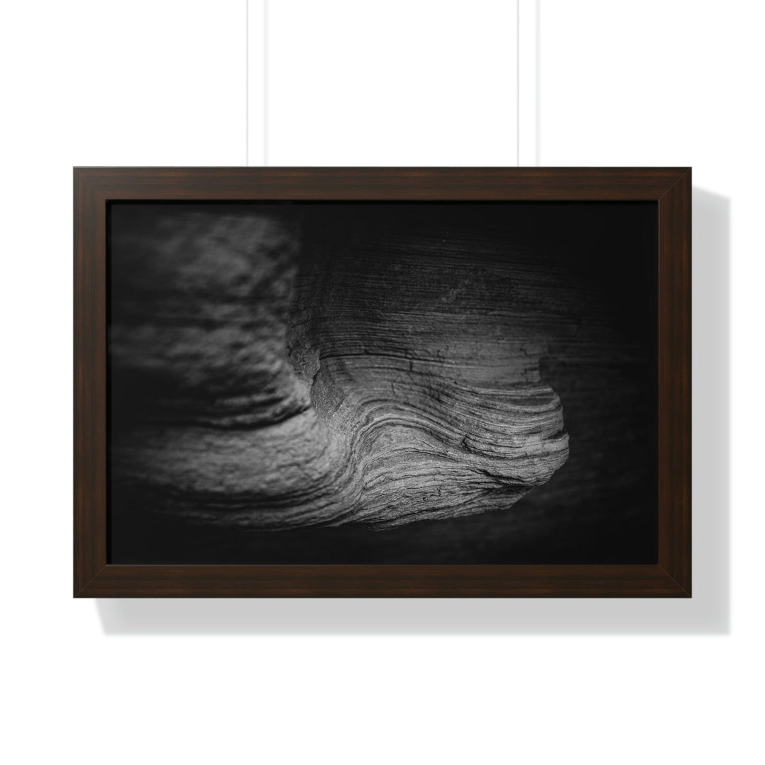 Sedimentary Rock Curves in Black and White - Framed Print - Visiting This World