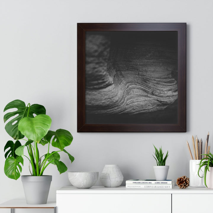 Sedimentary Rock Curves in Black and White - Framed Print - Visiting This World