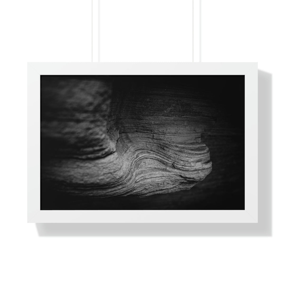 Sedimentary Rock Curves in Black and White - Framed Print - Visiting This World