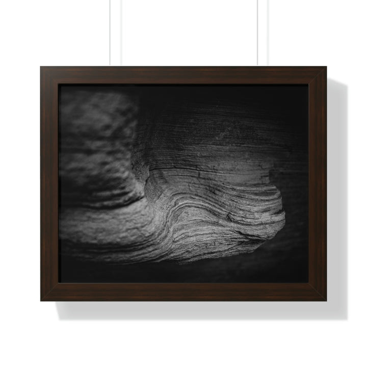 Sedimentary Rock Curves in Black and White - Framed Print - Visiting This World