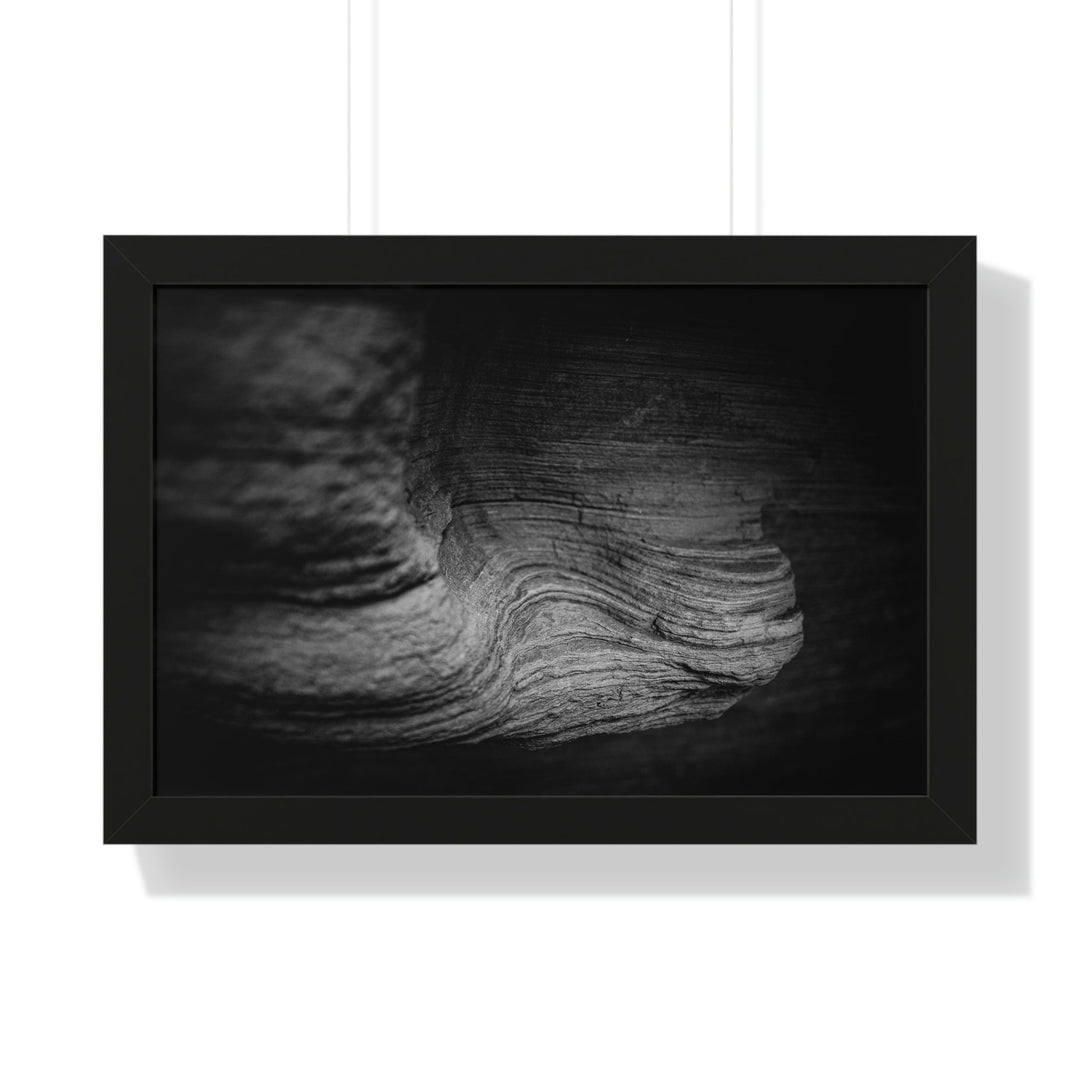 Sedimentary Rock Curves in Black and White - Framed Print - Visiting This World