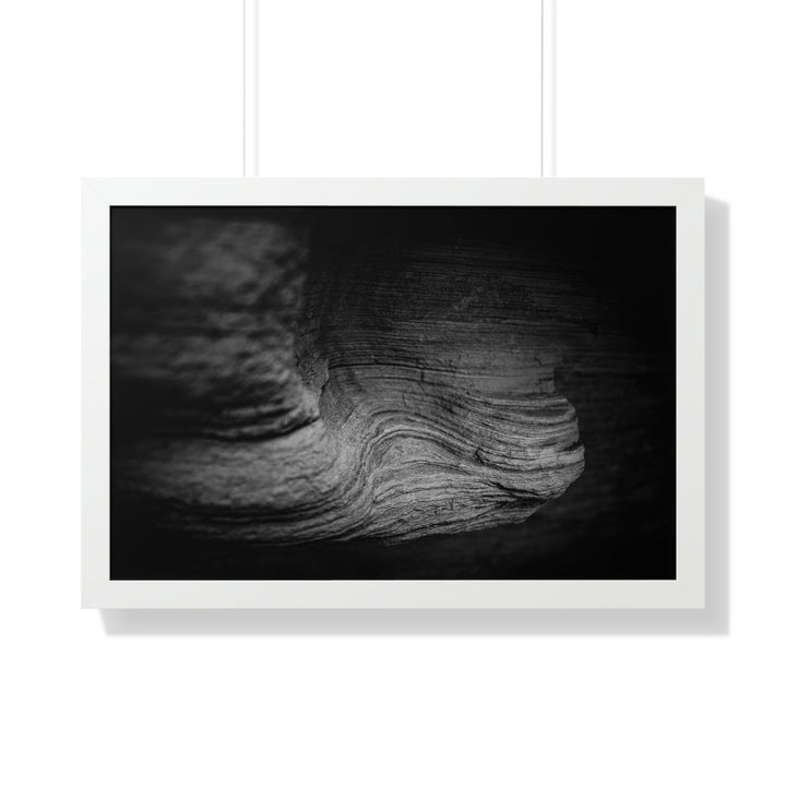 Sedimentary Rock Curves in Black and White - Framed Print - Visiting This World